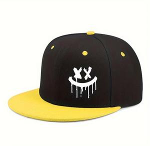 หมวกแก๊ป Snapback ลายยิ้มสีขาวสไตล์สตรีทลำลอง ระบายอากาศได้ดี สำหรับผู้ใหญ่ ฤดูใบไม้ผลิ ฤดูร้อน ผ้าฝ้าย 100% - Product Image 1