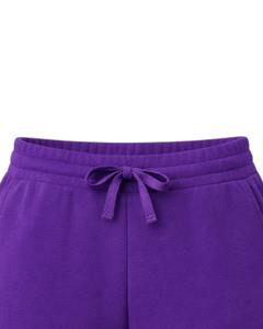 Custom Purple Women Sweat Shorts Cotton Fleece Elastic Waist <b>Drawstring</b> Gym Casual Summer Shorts OEM Manufacturer Supplier - Product Image 4