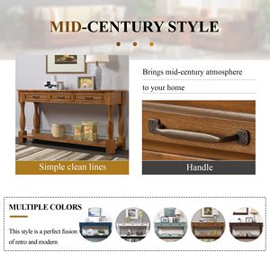 Consolle da 63 pollici di lunghezza, facile da montare, con 3 cassetti e 1 ripiano inferiore, in legno extra spesso, ideale per ingresso o corridoio, tavolo da divano - Product Image 6