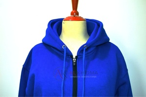 เสื้อฮู้ดซิปหน้าสีน้ำเงินรอยัลสำหรับผู้ชาย แขนยาว คอริบ ผ้าฝ้าย 100% สไตล์ฮิปฮอป - Product Image 2