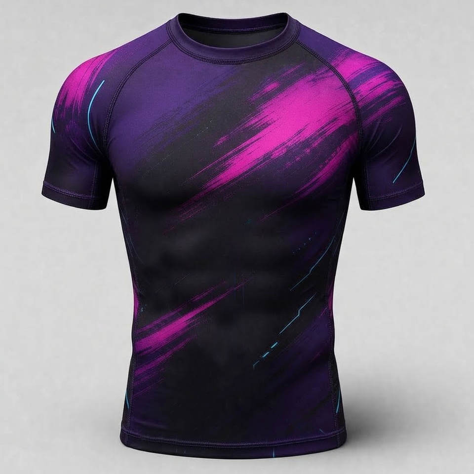 Men Sports Training Rash Guard Short Sleeve Stretch Fit Lightweight ...