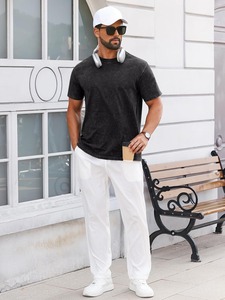 T-shirt Homme Unique Délavé à l'Acide, Coupe Ample, Manches Courtes, Motif Estompé, Style Audacieux - Product Image 6