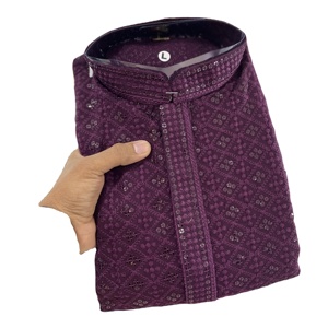 <b>Men's</b> Heavy Rayon Kurt with Lakhnawi and Sequence Work for Online Sale - Product Image 1