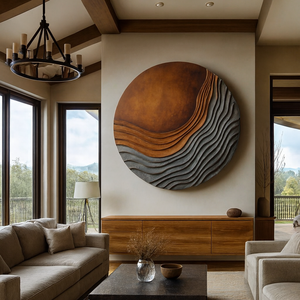 Escultura de Pared de Madera Luxali, Tallada a Mano con Relieve de Olas, Estilo Art Deco, Ecológica, Duradera, Decoración para el Hogar, Sala de Estar - Product Image 3