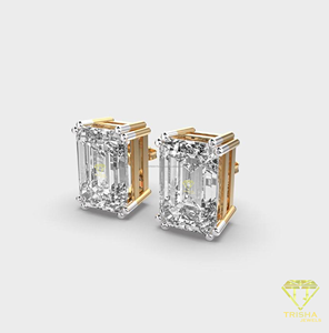 Luxury Emerald Cut Moissanite Earrings 925 <b>Silver</b> Hypoallergenic <b>Stud</b> Earrings - Product Image 3