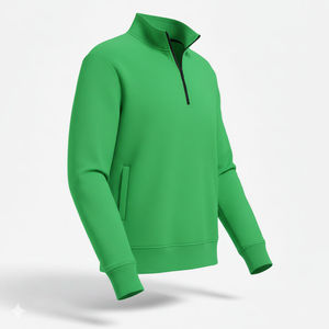 <b>Men's</b> Winter Half Zip Fleece <b>Pullover</b> Sweatshirt Eco-Friendly Knitted Fabric Stand Collar Pocket Design Customizable Sweatshirts - Product Image 3