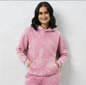 Survêtement oversize délavé pour femme – Ensemble complet coupe ample avec sweat à capuche et pantalon de jogging délavé pour femme - Product Image 4