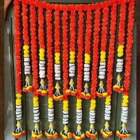 Toran indien artisanal écologique en fleurs artificielles de marigold, en plastique stabilisé, à suspendre à la porte, personnalisé pour Thanksgiving