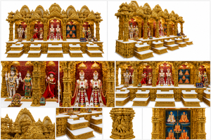 Grand Golden Hindu Temple for Swaminarayan Sanstha <b>Mandir</b> Large Wooden Hindu Temple for USA Community Prayer Hall Exporter Sale - Product Image 4