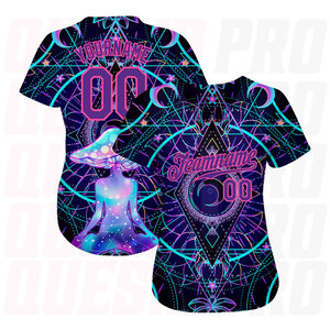 Camiseta de Béisbol Personalizada con Diseño 3D de Hongos Mágicos sobre Geometría Sagrada, Estilo Psicodélico y Auténtico - Product Image 3