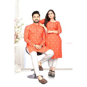 SPÉCIAL FESTIVAL COUPLE PORTER PUR COTON PRÊT À PORTER ORANGE - Product Image 1