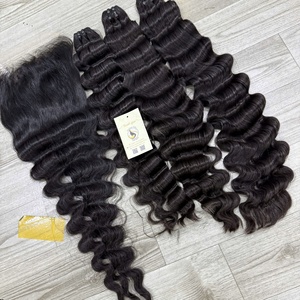 Extensiones de Cabello Humano Vietnamita Ondulado Natural con Nudos Pequeños en Cierre HD, Trama a Máquina, Doble Trama, Paquetes de Cabello con Extensiones - Product Image 2