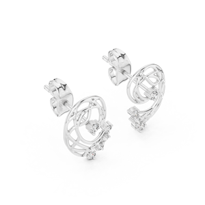 MINIMALIST LAB GROWN DIAMOND EARRING SET IN 18KT WHITE GOLD <b>FOR</b> WOMEN'S ENGAGEMENT WEDDING PARTY VALENTINE <b>GIFT</b> EVERYDAY WEAR - Product Image 2