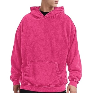 <b>Men</b> Oversized Acid Wash Pullover <b>Hoodie</b> French Terry Vintage <b>Pink</b> Hooded Sweatshirt Heavy Stone Washed Hooded Custom OEM ODM - Product Image 3