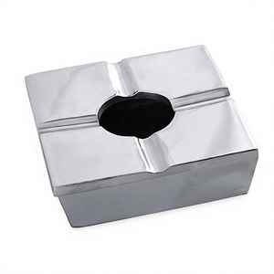 Cendrier de table carré en aluminium poli, design moderne, portable, idéal pour la maison, l'hôtel, le restaurant, le bar, la cafétéria, pour les cigares - Vente chaude - Product Image 1
