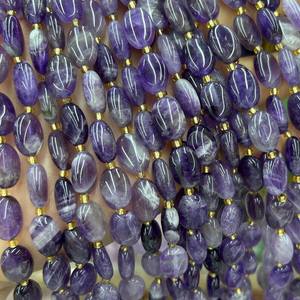 Cuentas ovaladas de amatista, piedras preciosas naturales sueltas, hilo de cuentas para la fabricación de joyas y manualidades DIY. - Product Image 2