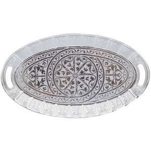 Bandeja de Servir Redonda de Metal Dorado Estilo Marroquí con Borde Barroco en Relieve, Estilo Antiguo, Decoración de Mesa para Bodas, Plato para Cena - Product Image 6
