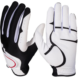 Gants de course en cuir à doigts entiers, noirs avec surpiqûres rouges, respirants, antidérapants, fermeture auto-agrippante pour la conduite et l'utilisation en extérieur - Product Image 3