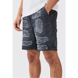 Shorts en jean denim décontractés et confortables pour l'été, style streetwear, avec logo personnalisé brodé, prix abordable - Product Image 1