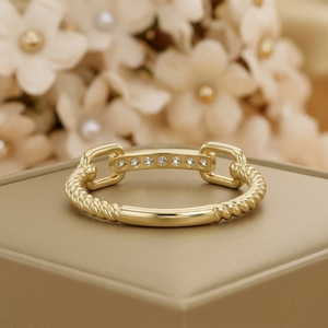 14K Gold Plated Moissanite Emerald Cut Three Stone <b>Ring</b> Minimalist Dainty Pave for Women Everyday <b>Stacking</b> Jewelry - Product Image 1