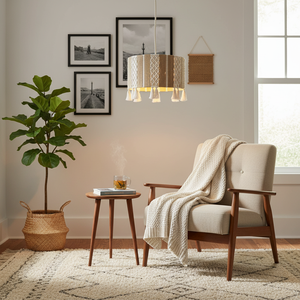 Lustre Bohème de Luxe en Jute avec Pompons, Luminaire Suspendu Rond Bohème pour Décoration de Salon, Utilisation Intérieure, Hôtels, Événements, Vente en Gros - Product Image 6
