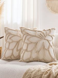 ITHL Bohemian Woven <b>Throw</b> <b>Pillow</b> Cover Square Geometric Pattern Linen Cotton Washable Removable Zipper Closure Non-Toxic - Product Image 1