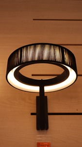 Modern Ring <b>Wall</b> Lamp LED <b>Sconce</b> with E26 Bulb Base Fabric Shade Warm White Light for Hotel Bedroom Corridor & Bathroom - Product Image 2