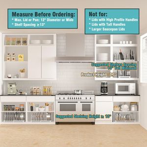 Adjustable GS02SS 7.7 Deep 12 Inch <b>Bakeware</b> Organizer Pot Lid Holder Rack for Pots Cake Molds Cutting Boards Mats Cookware - Product Image 2