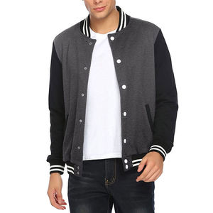 Blouson universitaire marine à manches rouges, col montant, style baseball, unisexe, avec bordure côtelée boutonnée, personnalisable, vêtement d'extérieur chaud, style urbain - Product Image 5