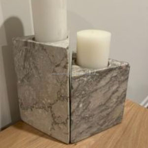 Portavelas Geométrico de Mármol, Elegante, Hecho a Mano, Contemporáneo, Decoración Portátil para Mesa, Hogar, Oficina, Sala de Estar, Pascua - Product Image 6