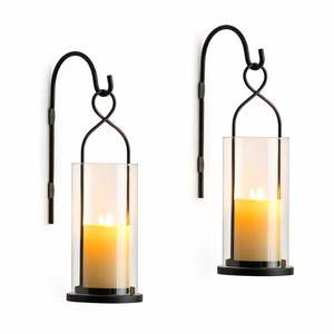 Juego de Apliques de Pared de Metal Negro Contemporáneo con Cristal, Diseño Cerrado, Brillo Seguro, Decoración Elegante para Interiores y Exteriores - Product Image 1