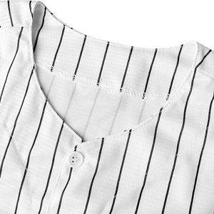 Classic White Pinstripe <b>Baseball</b> Jersey with Black Pinstripes Traditional Full Button Style Performance Apparel - Product Image 3