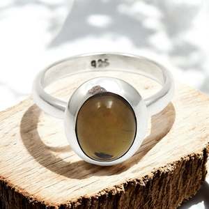 แหวนเงินแท้ 925 ประดับโอปอลสีดำธรรมชาติทรงรีเจียระไน ฝังแบบ Bezel งานแฮนด์เมด เหมาะสำหรับงานแต่งงานและงานปาร์ตี้ สไตล์โบโฮ - Product Image 4