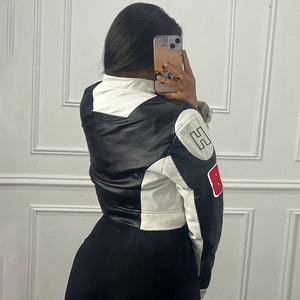 Blouson de baseball imprimé rétro américain à manches longues pour femme Truen 2026, sexy, avec nombril apparent, nouvelle collection automne-hiver, en Spandex, tendance - Product Image 3