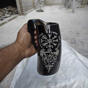 Jarra de Cuerno de Buey Hecha a Mano, Ecológica, Estilo Vikingo, Jarra de Cerveza Tallada a Medida, Jarra con Asa para Pub, Vajilla de Bar, Venta al por Mayor - Product Image 4
