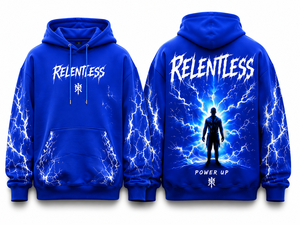 Custom <b>Blue</b> Lightning Graphic 100% Cotton Winter Print Hoodie Regular Fit Streetwear Pullover Unisex OEM ODM - Product Image 3