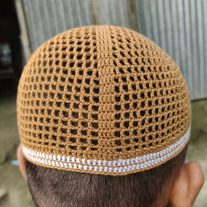 Chapeau Kufi musulman en maille tricotée à la main de qualité export, unisexe, couleur unie, ajustable, extensible, respirant, bonnet chimio, turban en coton - Product Image 2