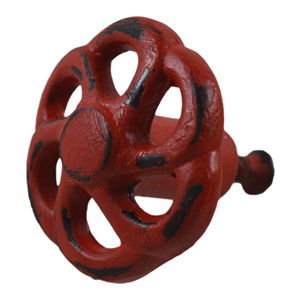 Bouton de meuble vintage coloré, idéal pour la décoration intérieure et hôtelière, poignée de tiroir en fer forgé, boutons faits à la main, peints en rouge - Product Image 1
