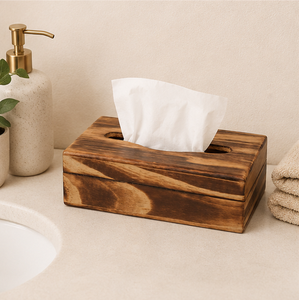 Handcrafted <b>Rustic</b> Torched Wooden Tissue Box Holder Vintage Rectangular Facial Napkin Dispenser Cover For Home <b>Office</b> And Home - Product Image 2