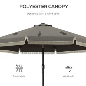 Ombrellone da Esterno 2,5m 2,7m 3m con Manovella Inclinabile, Design Arricciato, 8 Stecche, Grigio Scuro per Giardino, Terrazza, Piscina, Mare - Product Image 6