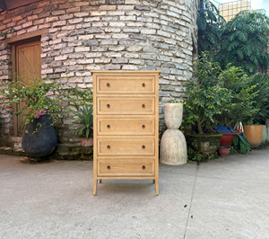 Armoire vintage de luxe en bois massif rustique avec portes vitrées, design à panneaux surélevés, deux portes, 4 étagères, garantie 1 an, salon - Product Image 3