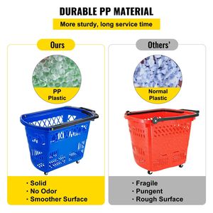 Cestino per la spesa blu con manico e ruote, confezione da 6 - Product Image 4