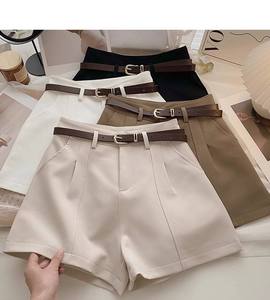 Shorts Casuales de Pierna Ancha con Cintura Alta y Estilo Retro para Mujer, sin Cinturón, a la Moda - Product Image 1