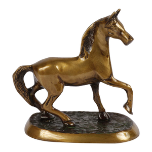 Estatua de Caballo de Metal con Acabado de Latón Antiguo, Figura Ecuestre Decorativa para Decoración de Hogar, Oficina y Regalo - Product Image 3