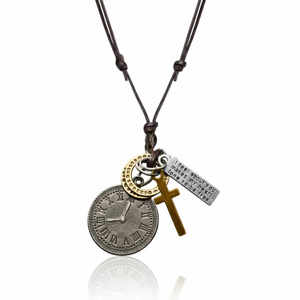 Fashion Pendant Timelock Faith 1.2-Inch Pure Stainless Steel Pendant with Adjustable Leather Rope for Men & Boys - Product Image 3