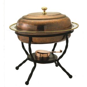 Elegante calentador de alimentos tipo buffet de latón con base de combustible y tapa, equipo de catering ideal para hoteles, restaurantes, bodas y banquetes. - Product Image 4