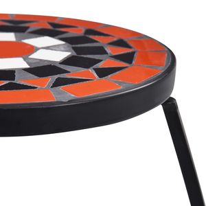 Set di 3 Tavoli da Esterno in Terracotta e Tubi di Ferro Bianchi con Piastrelle in Ceramica, Design Unico e Elegante - Product Image 6