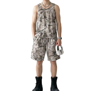 Conjunto de Camiseta sin Mangas y Pantalones Cortos de Camuflaje Vintage Transpirable para Hombre, Estilo Urbano Holgado, Dos Piezas, OEM - Product Image 1