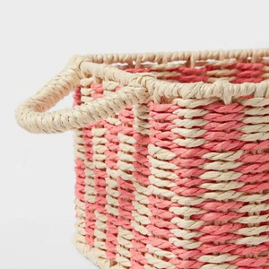 New Arrival Paper Rope <b>Storage</b> <b>Basket</b> Woven Rectangle Organizer <b>Basket</b> Decorative Laundry <b>Basket</b> Nursery <b>Toy</b> <b>Storage</b> Bin - Product Image 4
