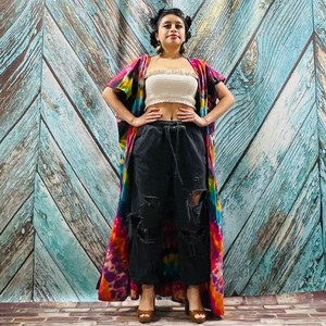 Magnifique Nouvelle Robe Kimono d'Été pour Femme Coupe Classique Style Vacances Bohème Chic Tendance Tie-Dye Bandeau 1 - Product Image 6
